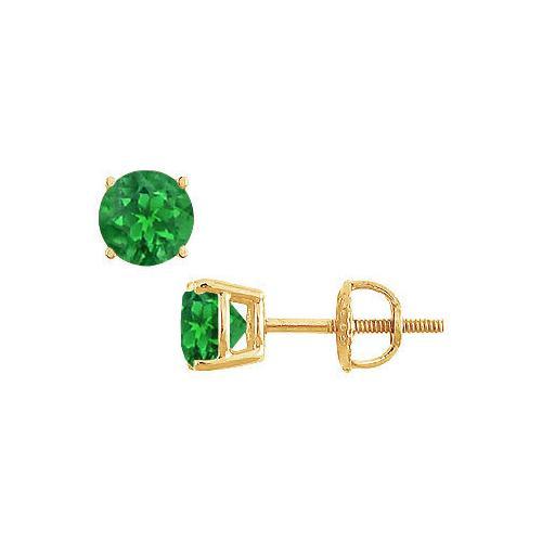 14K Yellow Gold : Prong Set Emerald Stud Earrings 0.25 CT TGW-JewelryKorner-com