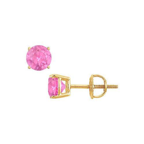 14K Yellow Gold : Prong Set Pink Sapphire Stud Earrings 0.25 CT TGW-JewelryKorner-com