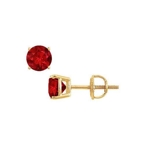 14K Yellow Gold : Prong Set Ruby Stud Earrings 0.25 CT TGW-JewelryKorner-com