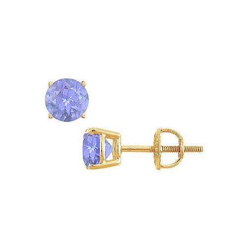 14K Yellow Gold : Prong Set Tanzanite Stud Earrings 0.25 CT TGW-JewelryKorner-com