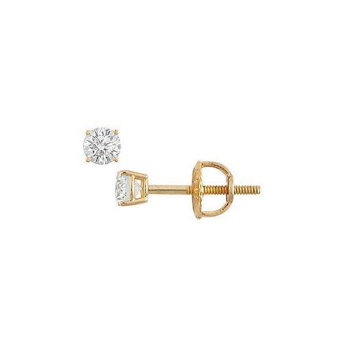 14K Yellow Gold : Round Diamond Stud Earrings 0.10 CT. TW.-JewelryKorner-com