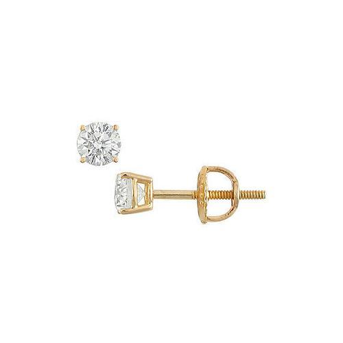 14K Yellow Gold : Round Diamond Stud Earrings 0.25 CT. TW.-JewelryKorner-com