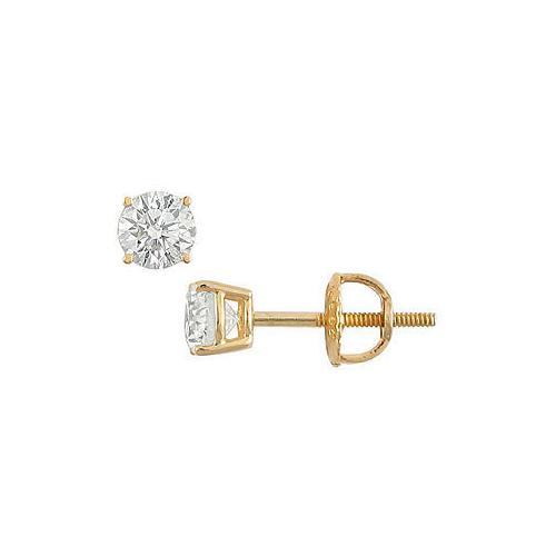 14K Yellow Gold : Round Diamond Stud Earrings 0.33 CT. TW.-JewelryKorner-com