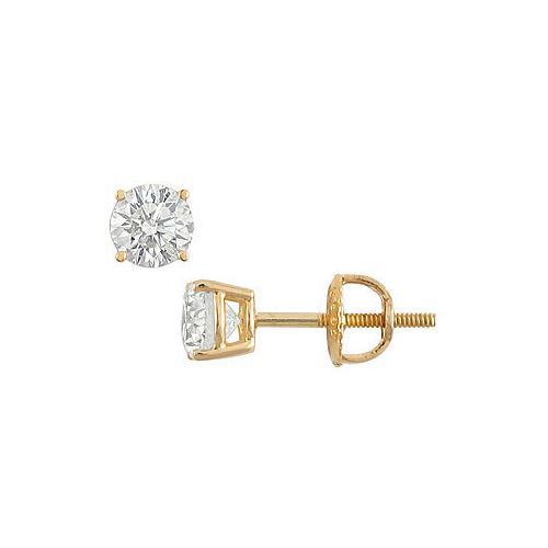 14K Yellow Gold : Round Diamond Stud Earrings 0.50 CT. TW.-JewelryKorner-com