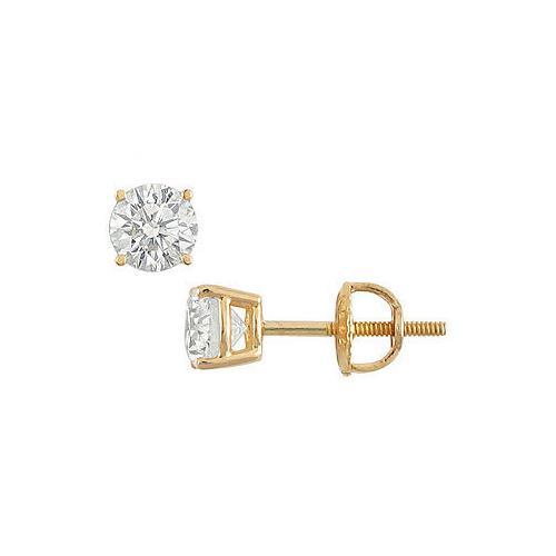 14K Yellow Gold : Round Diamond Stud Earrings 0.75 CT. TW.-JewelryKorner-com