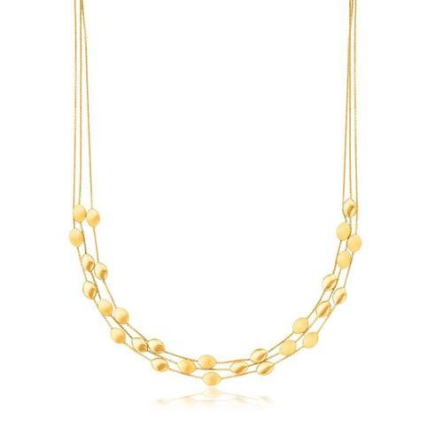 14K Yellow Gold Triple Strand Pebble Necklace, size 17''-JewelryKorner-com