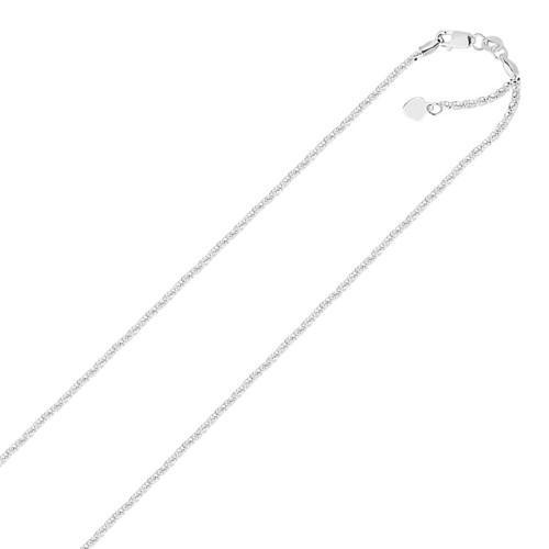 1.5mm 10K White Gold Adjustable Sparkle Chain, size 22''-JewelryKorner-com