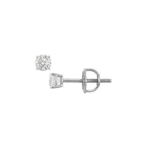 18K White Gold : Round Diamond Stud Earrings 0.10 CT. TW.-JewelryKorner-com