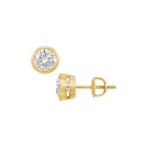 18K Yellow Gold : Bezel-Set Round Diamond Stud Earrings 0.50 CT. TW.-JewelryKorner-com