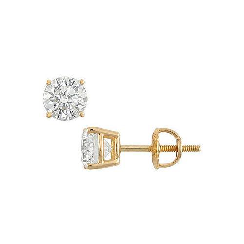 18K Yellow Gold : Round Diamond Stud Earrings 1.75 CT. TW.-JewelryKorner-com