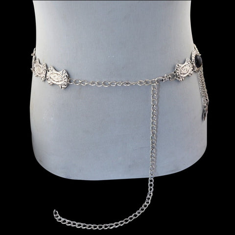 2018 Gypsy Jewelry Vintage Silver Acrylic Beads Coin Tassel Pendant Belly Waist Chain Bohemian Dance Charms Women Body Jewelry