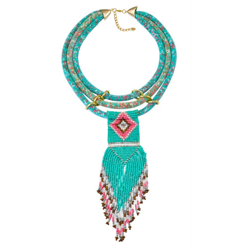 2018 New Bohemian Multi Layered Mesh Chain Necklace Fashion Handmade Resin Beaded Long Tassel Statement Necklaces Women Jewelry