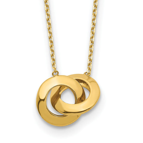 14k Polished Fancy Interlocking Circle 16 inch with 1 inch ext. Necklace_0