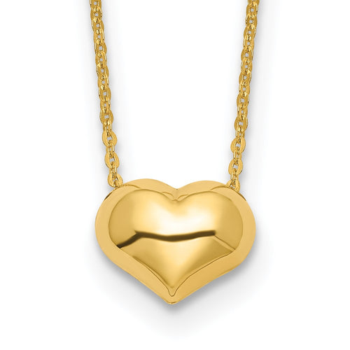 14k Polished Puffed Heart 16.5 inch Necklace_0