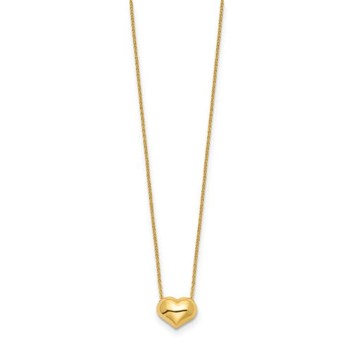 14k Polished Puffed Heart 16.5 inch Necklace_1