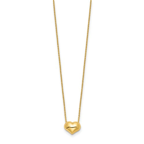 14k Polished Puffed Heart 16.5 inch Necklace_1