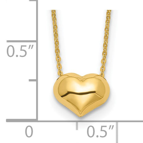 14k Polished Puffed Heart 16.5 inch Necklace_2