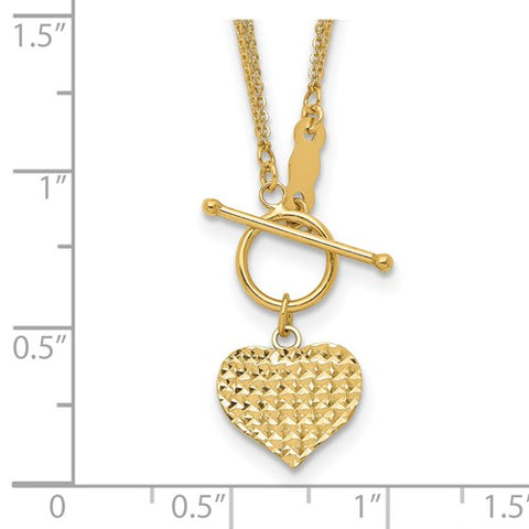 14k Polished 3-Strand D/C Heart Toggle Necklace_2