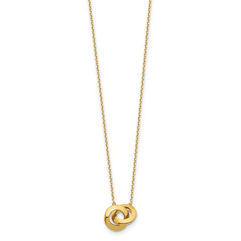 14k Polished Fancy Interlocking Circle 16 inch with 1 inch ext. Necklace_1