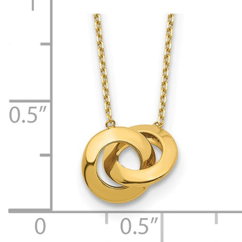 14k Polished Fancy Interlocking Circle 16 inch with 1 inch ext. Necklace_2