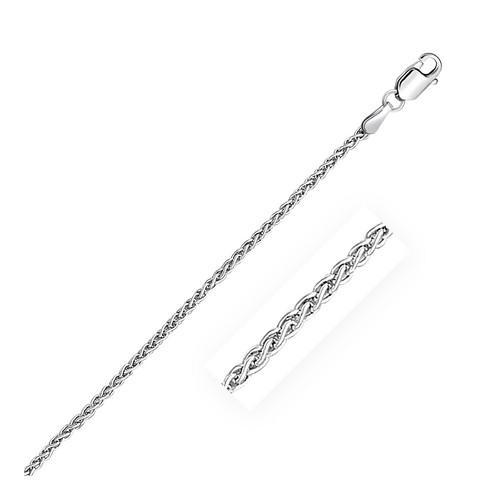 2.2mm Sterling Silver Rhodium Plated Wheat Chain, size 16''-JewelryKorner-com