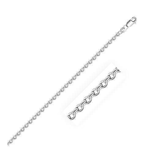 2.3mm Sterling Silver Rhodium Plated Cable Chain, size 18''-JewelryKorner-com