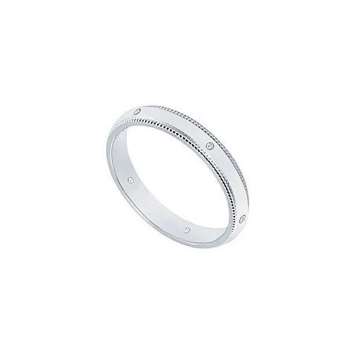 2.5MM Milgrain Wedding Band with Diamonds : Platinum - 0.05 CT TDW-JewelryKorner-com