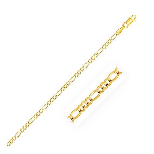 2.8mm 14K Yellow Gold Solid Figaro Chain, size 16''-JewelryKorner-com