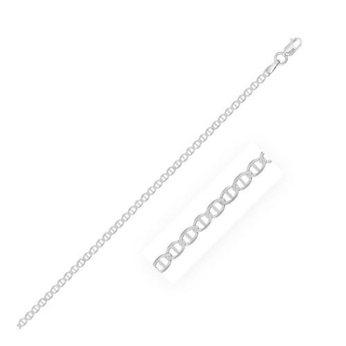 2.8mm Sterling Silver Rhodium Plated Flat Mariner Chain, size 16''-JewelryKorner-com