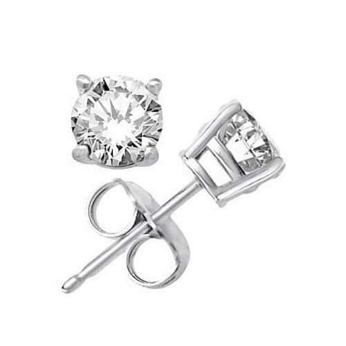 2ct and Above Sterling Silver Stud Earrings in Basket Settings-JewelryKorner-com