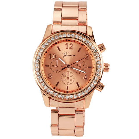 3 Pcs/Lot Women Quartz Watch Gold Rose Gold and Silver/Coffee Stainless Steel Plated Classic Round Ladies Watches