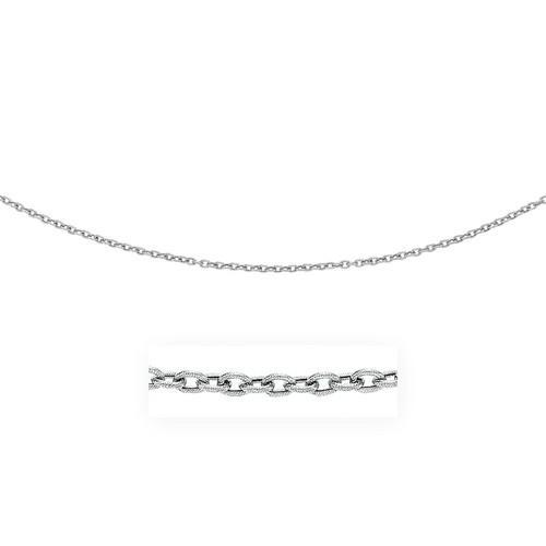 3.5mm 14K White Gold Pendant Chain with Textured Links, size 16''-JewelryKorner-com