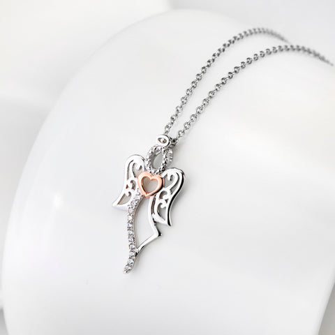 3A Cubic Zirconia Love Angel Pendant 925 Sterling Silver Statement Necklaces Fashion Jewelry Collier Kolye For Women