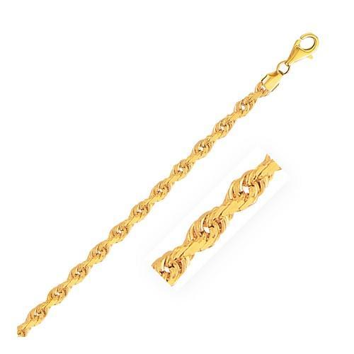 4.0mm 10K Yellow Gold Solid Diamond Cut Rope Chain, size 30''-JewelryKorner-com