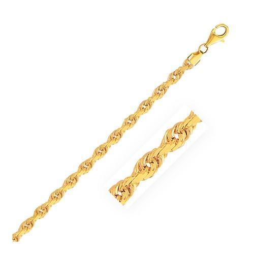 4.0mm 14K Yellow Gold Solid Diamond Cut Rope Chain, size 20''-JewelryKorner-com