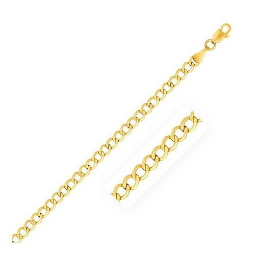 4.4mm 14K Yellow Gold Curb Chain, size 18''-JewelryKorner-com
