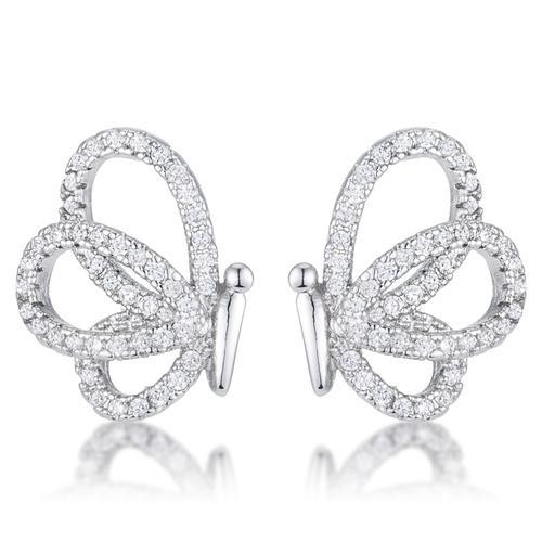 .45 Ct CZ Butterfly Stud Earrings-JewelryKorner-com