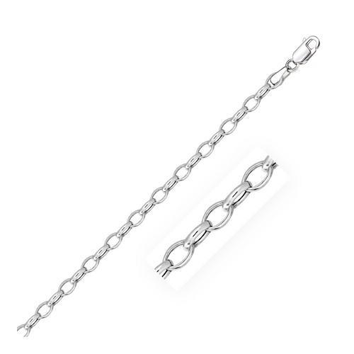4.6mm 14K White Gold Oval Rolo Chain, size 18''-JewelryKorner-com