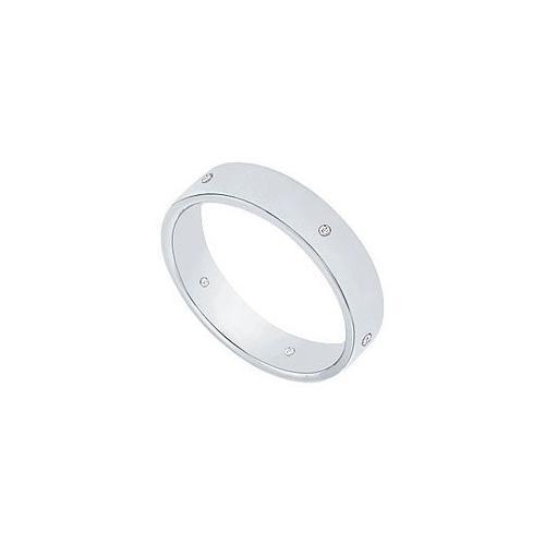 4MM Flat Wedding Band with Diamonds : Platinum - 0.05 CT TDW-JewelryKorner-com