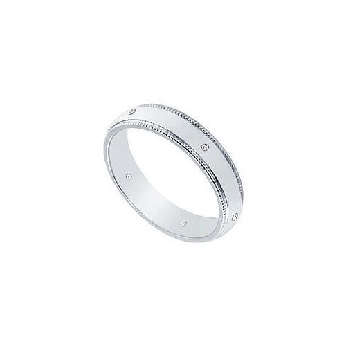 4MM Milgrain Wedding Band with Diamonds : Platinum - 0.05 CT TDW-JewelryKorner-com