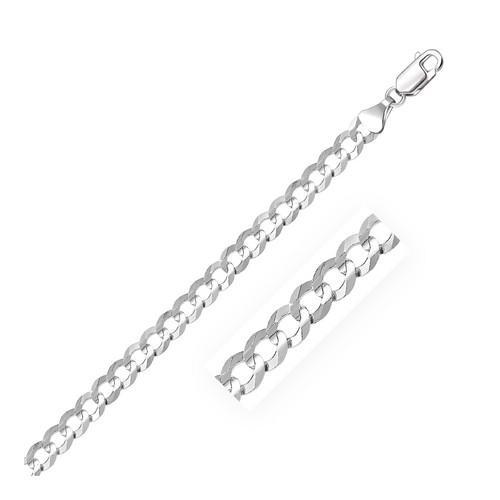 5.7mm 14K White Gold Solid Curb Chain, size 22''-JewelryKorner-com