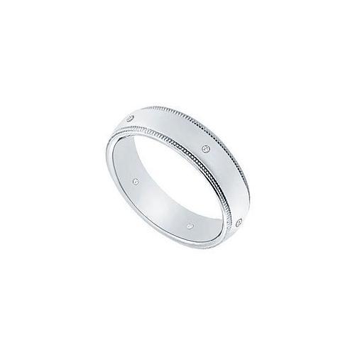 5MM Milgrain Wedding Band with Diamonds : Platinum - 0.05 CT TDW-JewelryKorner-com