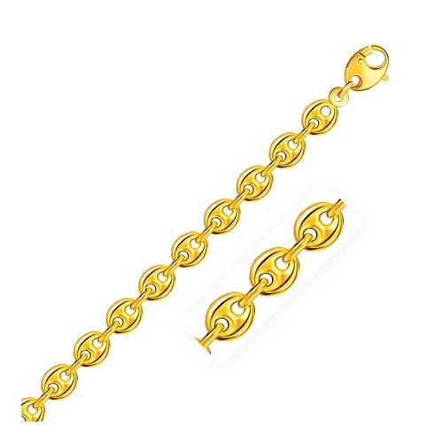 6.9mm 14K Yellow Gold Puffed Mariner Link Chain, size 24''-JewelryKorner-com