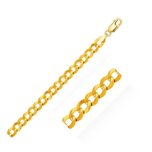 7.0mm 10K Yellow Gold Curb Chain, size 30''-JewelryKorner-com