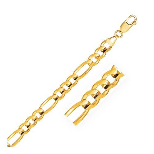 7.0mm 14K Yellow Gold Solid Figaro Chain, size 22''-JewelryKorner-com