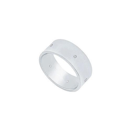 7MM Flat Wedding Band with Diamonds : Platinum - 0.05 CT TDW-JewelryKorner-com