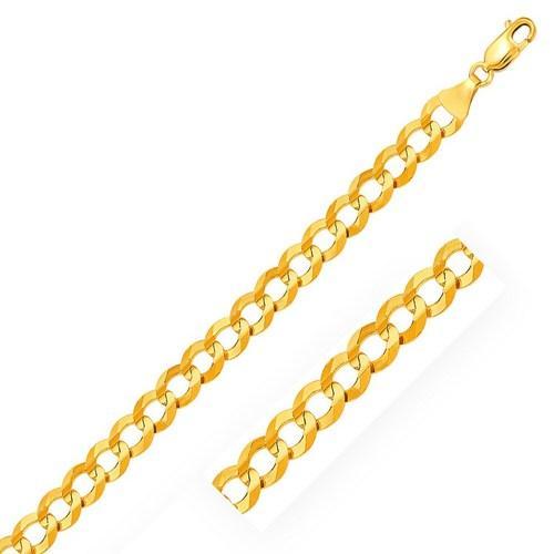 8.2mm 14K Yellow Gold Solid Curb Chain, size 22''-JewelryKorner-com