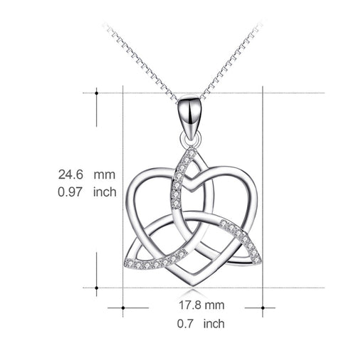 925 Sterling Silver AAA Cubic Zirconia Love Heart Fashion Knot Cross Pendants Necklaces For Women Maxi Necklace