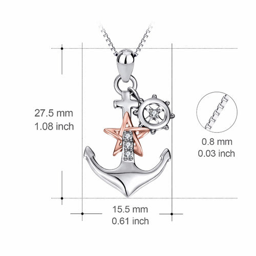 925 Sterling Silver Anchor Statement Choker Necklace Rose Gold Star Paddle Pendants Necklaces Fashion Jewelry For Women