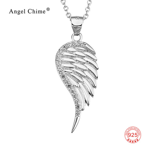 925 Sterling Silver Angel Wing Necklace AAA Cubic Zirconia Pendant Statement Necklaces Fashion Collier Jewelry Kolye For Women